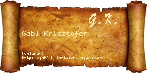 Gabl Krisztofer névjegykártya